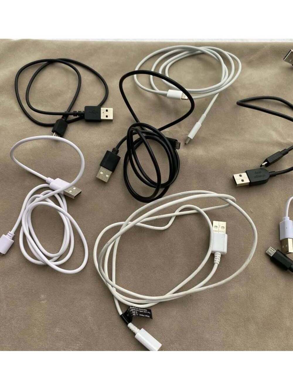 Assorted USB Charging Cables Lot - Lightning, Micro-USB, Type-C